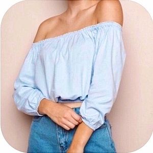 Brandy Melville Light Blue Off the Shoulder Top - One Size only